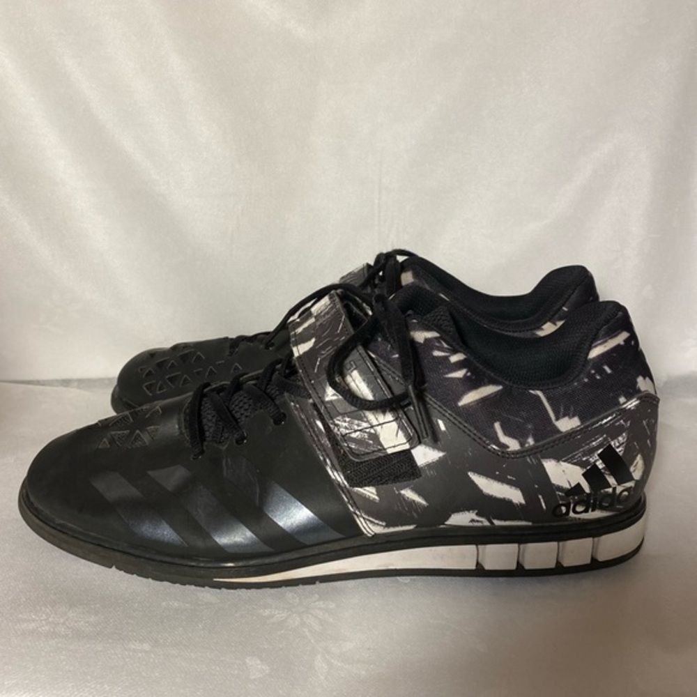 Adidas Power Lift Shoes Mens Size 14 Black Velcro Lace Up Sneakers